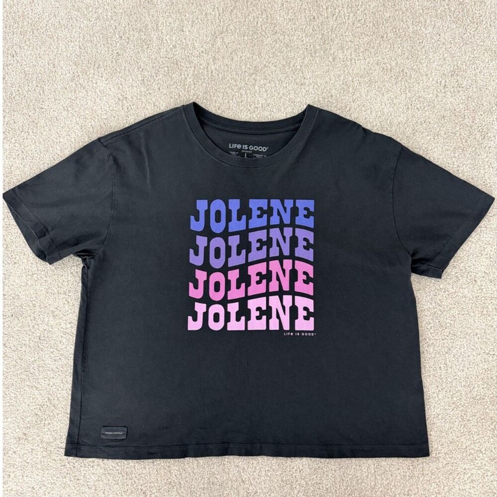 Life is Good Dolly Parton Jolene Graphic T Shirt Black Women's L Country Music
